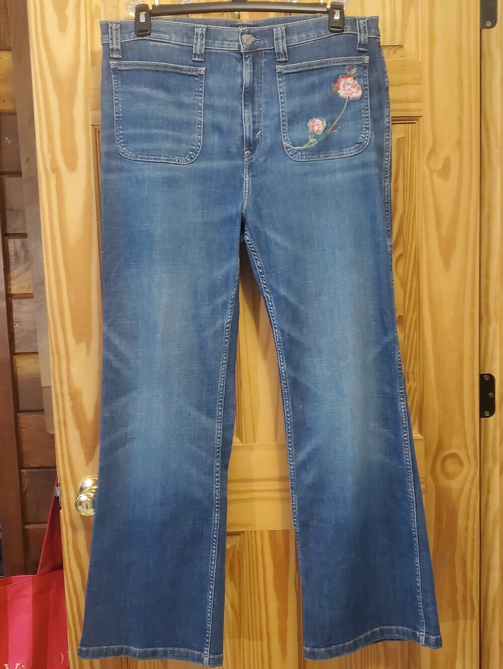 Polo Denim Ralph Lauren High Waist Wide Leg Embroidered Jeans 33